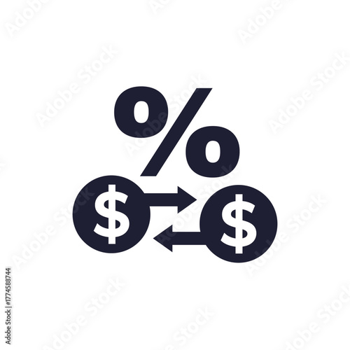 transaction fee icon on white