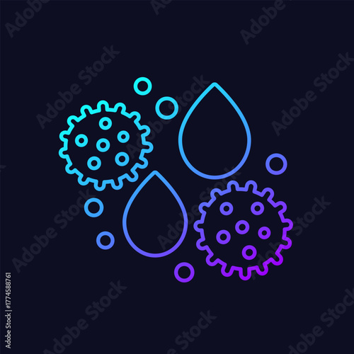 waterborne pathogenic bacteria icon, line vector design