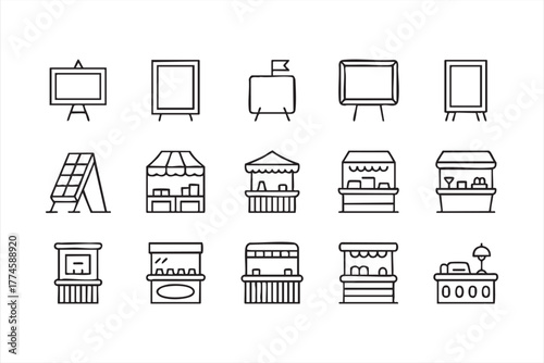 Business and retail promotion icon set for fair and vendor designs