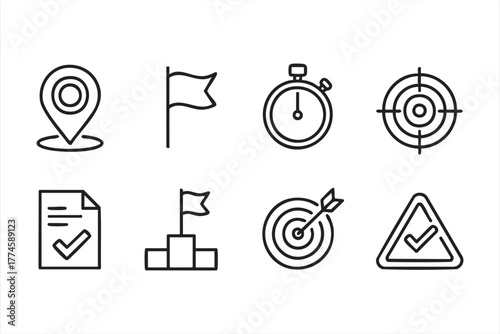 Motivation and achievement vector icons for planning and success design