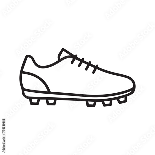 Soccer Cleat Line Icon. Football Boot Vector Symbol for Sports. Athletic Footwear Graphic Illustration.
