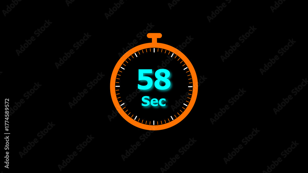 Fototapeta premium 58 Second timer clock icon illustration. and creating a stunning illustration.4k illustration.