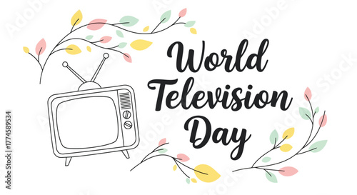 World television day text and vintage tv illustration