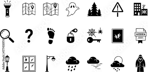 Unravel mysteries with these intriguing clue icons for your next project