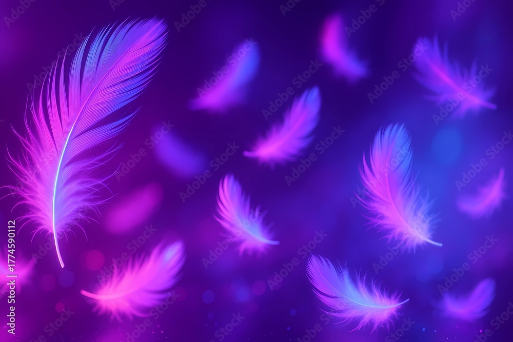 Obraz premium Neon Feather Swirl