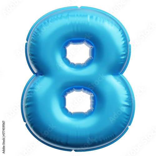 Balloon Numbers 3D Illustration Blue metal 3D alphabet Eight letter A sign icon vector illustration