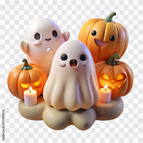 3D Cute Ghost Cotton Dolls | Floating Plush Animal Spirits, Halloween Soft Decor Art