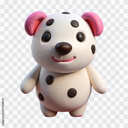 3D White Plush Toy | Cute Spotted Soft Doll with Pink Nose & Cotton Stuffed Animal