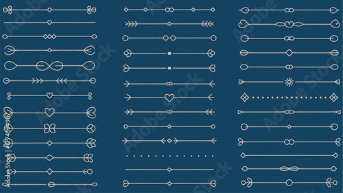 A large set of elegant decorative line dividers and text separators