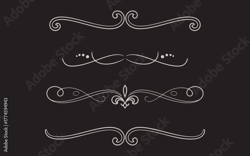 Elegant Decorative Flourishes Set of Four Ornate Dividers