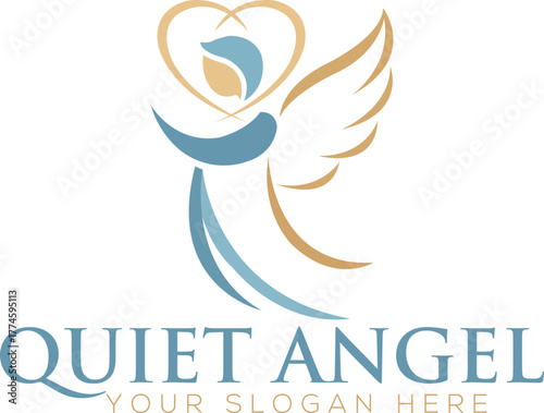 A symmetrical graphic representation of a pair of stylized wings in solid black. The wings are composed of multiple layered curved feathers fanning outwards from a central point.