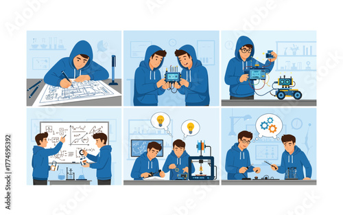 Students Engaging in STEM Activities and Robotics Projects.