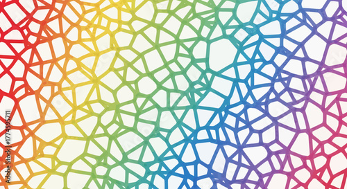 Vibrant Rainbow Voronoi Diagram with Organic Cell-Like Shapes and Color Gradient
