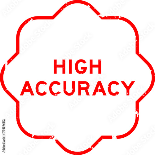 Grunge red high accuracy word square rubber seal stamp on white background