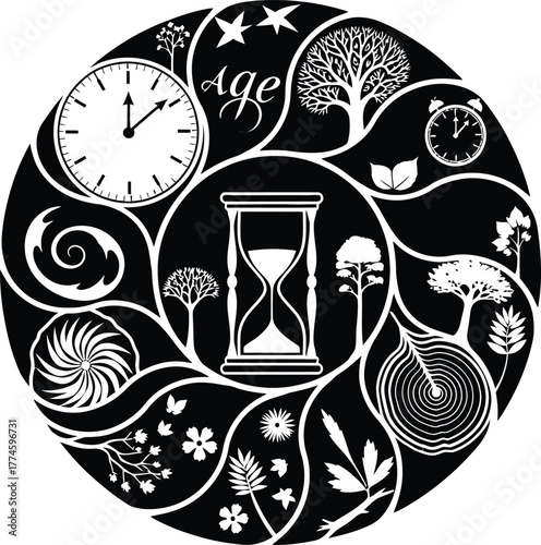 Abstract symbol of time passing and age illustration