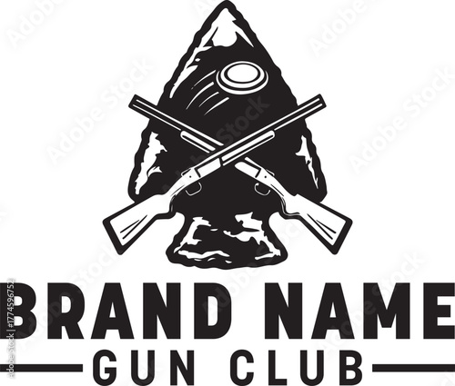 Archer Logo Design Template. Vector Illustration of the Greek Royal Archer Warrior Logo in Flat Silhouette Style.