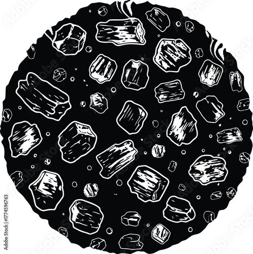 Abstract coal ore pattern on black background vector