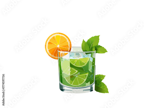 Cocktail Vector isolated or on white background. Mocktail. Summer soda	
