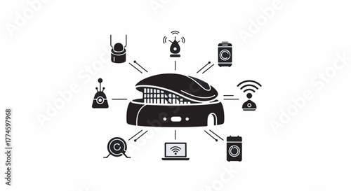 Central hub connecting various smart devices and home appliances for connected living