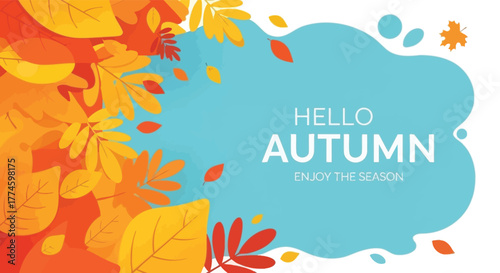 Autumn's Embrace A vibrant composition of fall leaves and seasonal greetings in warm hues