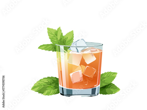 Cocktail Vector isolated or on white background. Mocktail. Summer soda	
