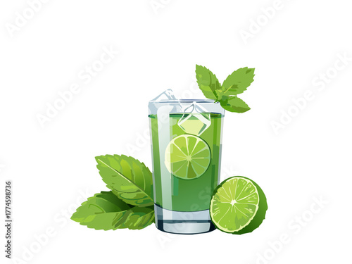 Cocktail Vector isolated or on white background. Mocktail. Summer soda	
