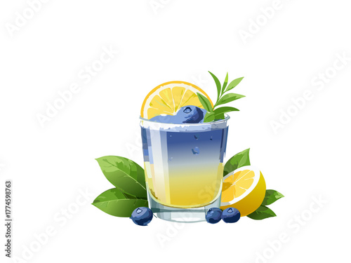 Cocktail Vector isolated or on white background. Mocktail. Summer soda	
