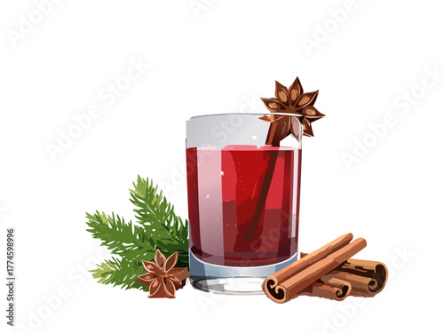 Cocktail Vector isolated or on white background. Mocktail. Summer soda	
