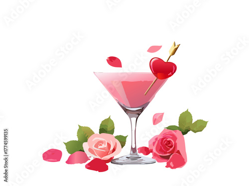 Cocktail Vector isolated or on white background. Mocktail. Summer soda	
