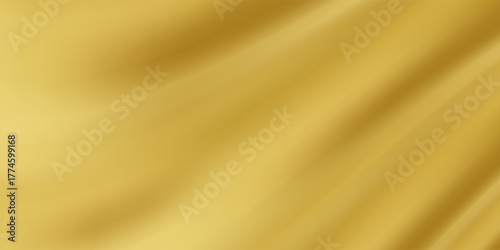 Close-up texture of natural gold silk. Light Golden fabric smooth texture surface background. Smooth elegant gold silk in Sepia toned. Texture, background, pattern, template. 3D vector illustration.
