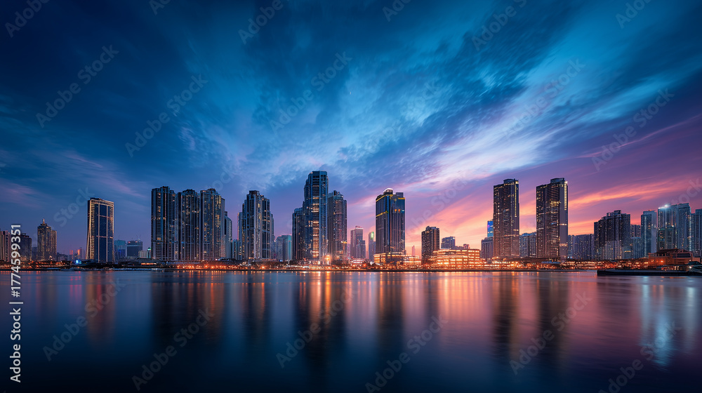 Fototapeta premium York skyline, reflected in the water