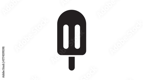 Black popsicle icon simple flat vector glyph isolated on white background for summer design elements