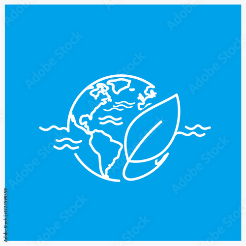 Planet Earth with surfboard and leaf representing surfing and eco-friendly tourism around the world