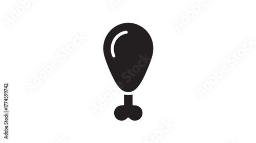 Chicken leg glyph icon simple flat vector illustration for food menu isolated on white background
