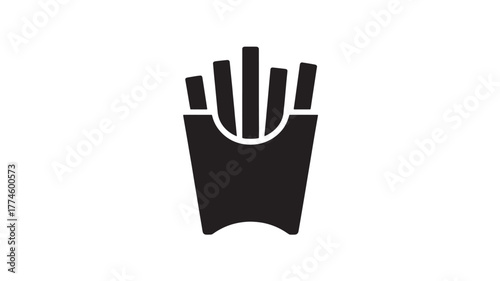 French fries icon simple flat vector glyph isolated on white background for menu design and fast food applications
