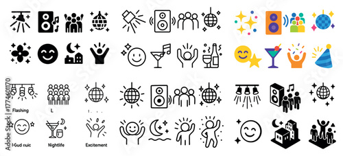 Colorful party icons collection for festive events