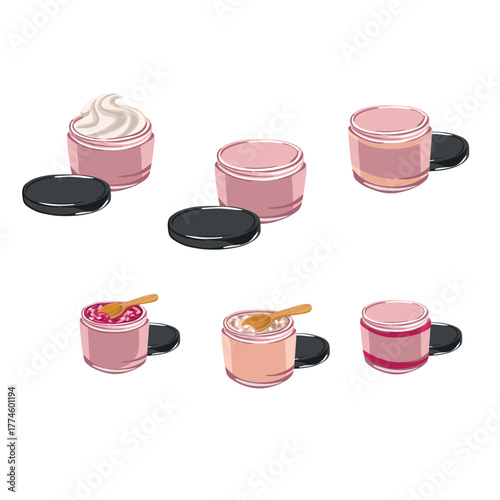 Set of Cream and Scrub Jars, Cosmetics