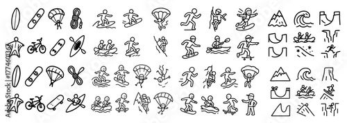 Outdoor adventure sports icons set