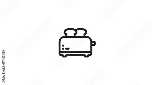 Toaster icon with bread slices simple line art vector illustration for kitchen appliances isolated on white background