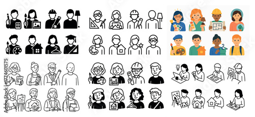 Diverse occupations: young people in various careers