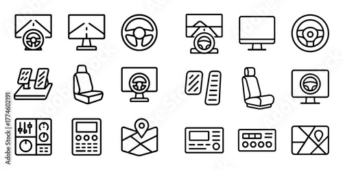 Minimalist Driving Simulator Icons