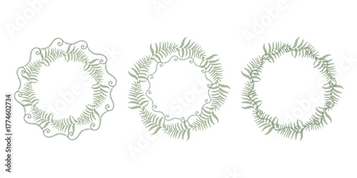 Botanical wreaths vector set. Botanical frames, Plant Round Borders, Floral Circle frames. Botanical elements