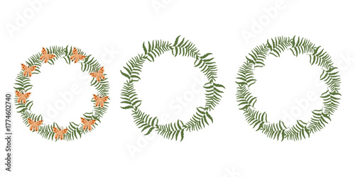 Botanical wreaths vector set. Botanical frame, Plant Round Border, Floral Circle frame. Botanical elements