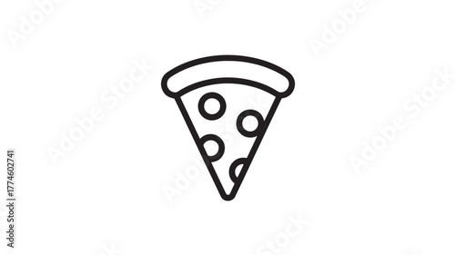 Pizza slice icon simple line art vector illustration isolated on white background for menu design and food apps