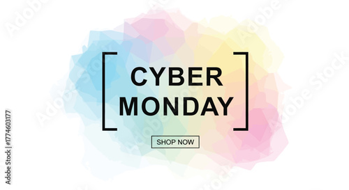 Cyber Monday Sale Abstract Watercolor Backdrop with Shop Now Call-to-Action