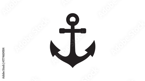 Simple anchor icon flat vector glyph design isolated on white background for nautical themes