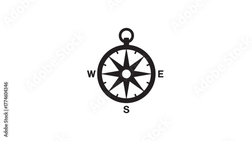 Simple compass icon flat vector illustration of navigation tool isolated on white background