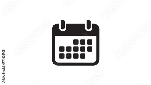 Calendar icon simple flat vector glyph design isolated on white background for web and mobile apps