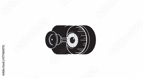 Abstract eye illustration with camera lens elements symbolizing surveillance and vision