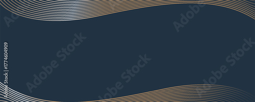 Contemporary technology cover design. Gold background blue geometric pattern, and gold (guilloche curve). Premium gold vector technology background for business templates, digital certificates